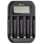 POWER PLANT PP-UN4 Cargador LCD de 4 bahías para baterías AA/AAA NiMH NiCd