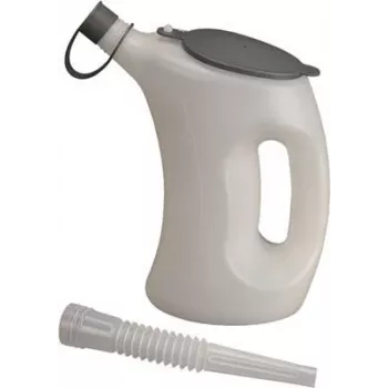 PRESSOL recipiente medidor con vertedor flexible, 5 L, blanco/transparente, con tapa/clapeta 07625