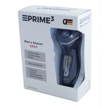 PRIME3 SRS11 maquinilla de afeitar rotativa para hombre con recortador emergente, negro/plata