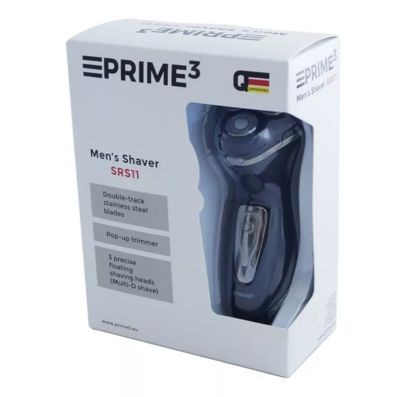 PRIME3 SRS11 maquinilla de afeitar rotativa para hombre con recortador emergente, negro/plata