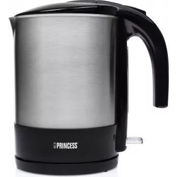 Princess 2892 Hervidor eléctrico 1,7L 2200W negro plástico acero inoxidable con indicador de nivel de agua y protección contra sobrecalentamiento 01.236039.01.001