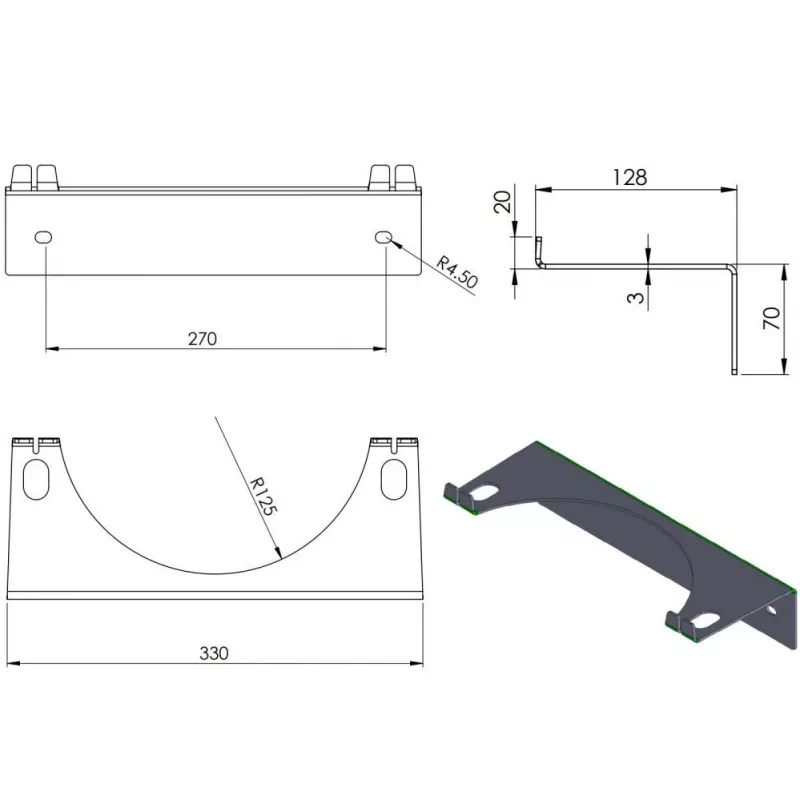 Soporte de pared Pro-Line para 1 bombona de gas, diámetro máx. 250 mm, azul industrial