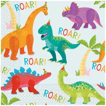 Procos Dino Party Servilletas de papel de 2 capas 33x33 cm, 20 uds., multicolor 97976