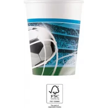 Vasos de cartón Procos Football Party 200 ml, pack de 8 (93746)