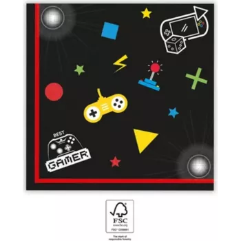 Servilletas de papel de 2 capas PROCOS Gaming Party 20 uds. 33x33 cm multicolor (93772)
