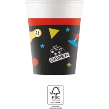 Procos Vasos de cartón Gaming Party 200 ml, pack de 8 (93771)