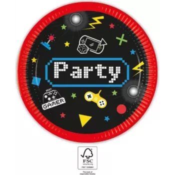PROCOS Platos de cartón Gaming Party 23 cm pack de 8 (93769)