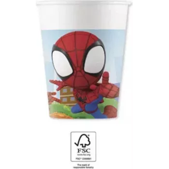 Vasos de cartón Procos Marvel Spider-Man 200ml pack de 8 vasos de fiesta 94877