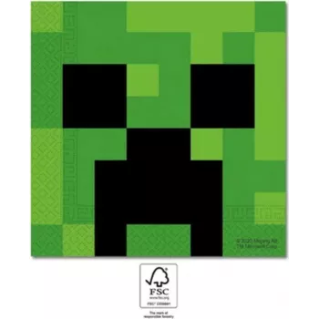 Procos Servilletas de papel de 2 capas Minecraft Party, pack de 20 (95443)