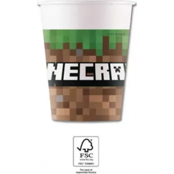 Procos Minecraft vasos de cartón 250 ml pack de 8 95442