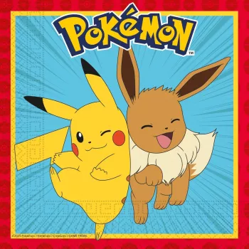Procos Pokemon Servilletas de papel de 2 capas pack de 20, 33 x 33 cm, multicolor 98393