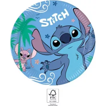 Procos Platos de cartón Stitch & Angel pack de 8, 23 cm Disney Lilo & Stitch vajilla de fiesta 96794