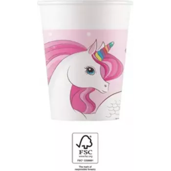 Vasos de cartón Procos Einhorn Regenbogen 200ml pack de 8 93759