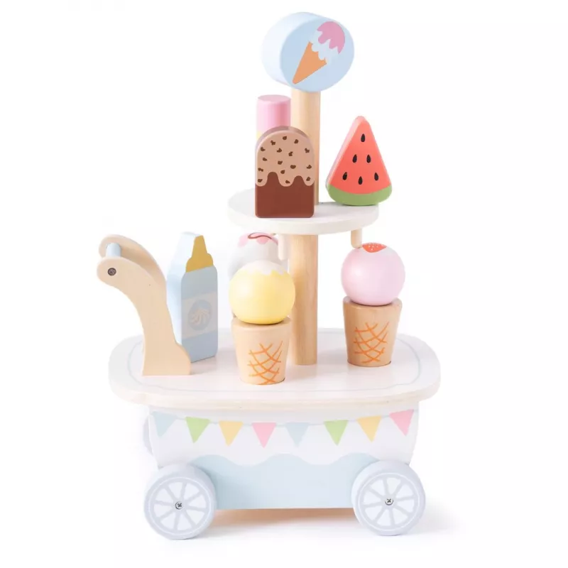 Promis LD04 Carrito de helados de madera de juguete para niños