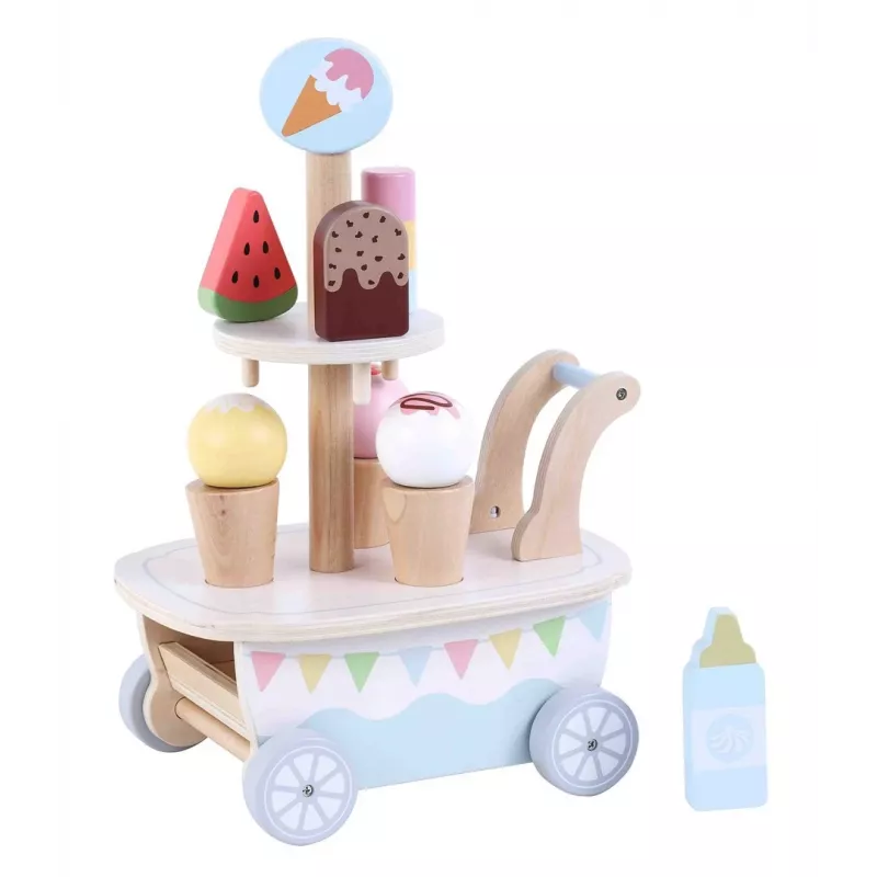 Promis LD04 Carrito de helados de madera de juguete para niños