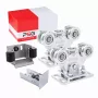 PSG 60.00P.80.19 set de carros para puerta voladiza para raíl de 80x80x5 mm, capacidad de carga 400 kg, 2 carros con 5 rodillos de acero cada uno, acero galvanizado