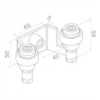 PSG 60.023.9005 soporte de guía superior para puertas correderas, 60mm, 2 rodillos, negro RAL 9005
