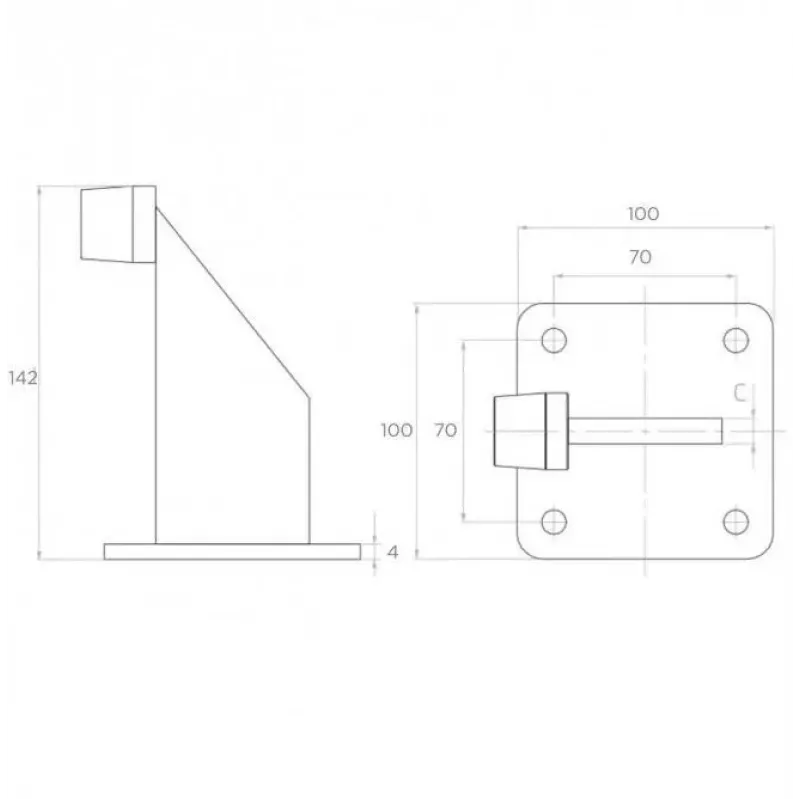 PSG 60.039.9005 tope de puerta, goma EPDM, negro RAL 9005, fijación atornillada de 2 agujeros, distancia entre agujeros 70 mm, agujeros 11 mm, -30 °C a +80 °C
