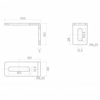 PSG 60.041.7016 soporte angular para rodillos guía 100x60mm gris antracita RAL7016