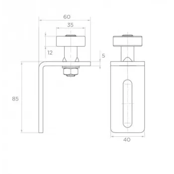 PSG 60.043 Rodillo guía ajustable Ø35 mm para puertas correderas