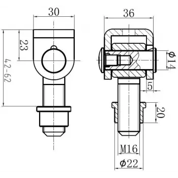 PSG 61.001 Abrazadera soldable con rosca M16 – acero, superficie natural
