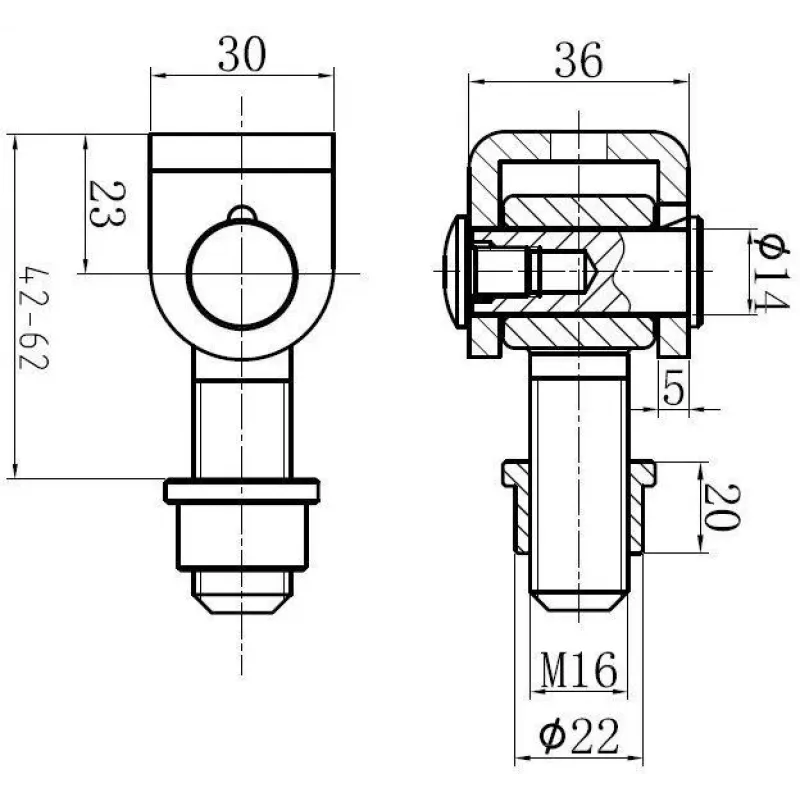 PSG 61.001 Abrazadera soldable con rosca M16 – acero, superficie natural