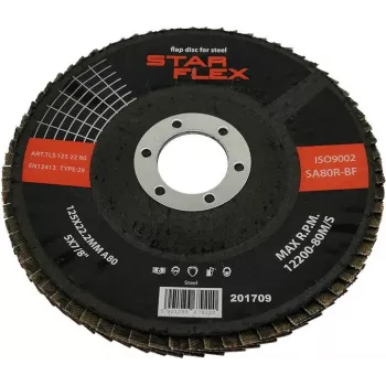 PSG Star Flex STAL T29 125-22 disco de láminas, grano 80, corindón de circonio, cónico, agujero 22,23 mm, para acero e inoxidable