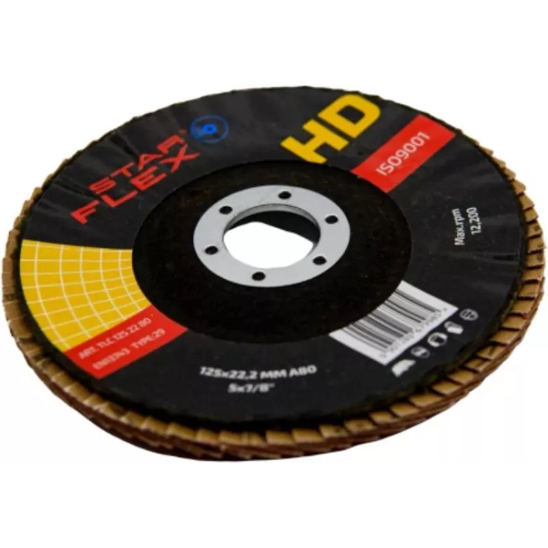 PSG Star Flex T29 SG INOX disco de láminas cerámico 125 mm, agujero 22,23 mm, grano P60, cónico tipo 29, para acero inoxidable