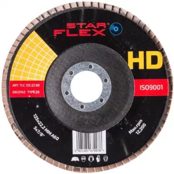 PSG Star Flex T29 SG INOX disco de láminas cerámico 125 mm, agujero 22,23 mm, grano P60, cónico tipo 29, para acero inoxidable