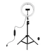 PULUZ Aro de luz LED de 26cm con trípode hasta 1,1 m y soporte para móvil, alimentación USB