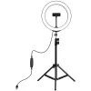 Anillo de luz LED PULUZ 26cm con trípode hasta 1,1m y soporte para móvil, USB