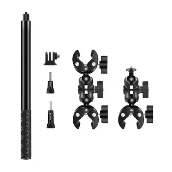 PULUZ Soporte para moto/bicicleta con pinza individual y palo selfie 150 cm (PU496B)