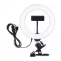 Anillo de luz profesional PULUZ PKT3120B de 20 cm para vlogging, streaming en directo y maquillaje – 80 LEDs, 10W, 3000K-6500K, 10 niveles de regulación, con pinza para monitor y soporte para móvil – negro