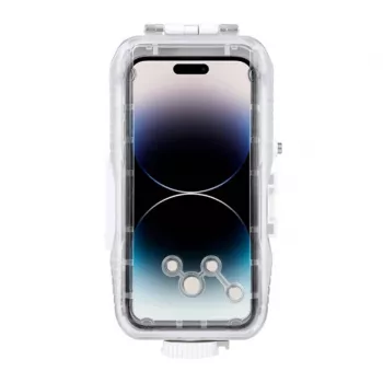 PULUZ Funda impermeable de plástico para iPhone 15 Plus/15 Pro Max/14 Plus/14 Pro Max/13 Pro Max/12 Pro Max/11 Pro Max (blanco)