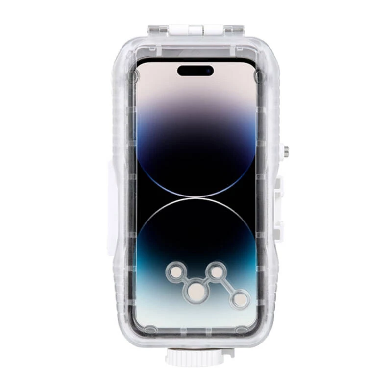 PULUZ Funda impermeable de plástico para iPhone 15 Plus/15 Pro Max/14 Plus/14 Pro Max/13 Pro Max/12 Pro Max/11 Pro Max (blanco)