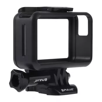 Puluz Funda protectora para DJI Osmo Action - marco de PC negro con soporte de zapata en frío, cierre de liberación rápida