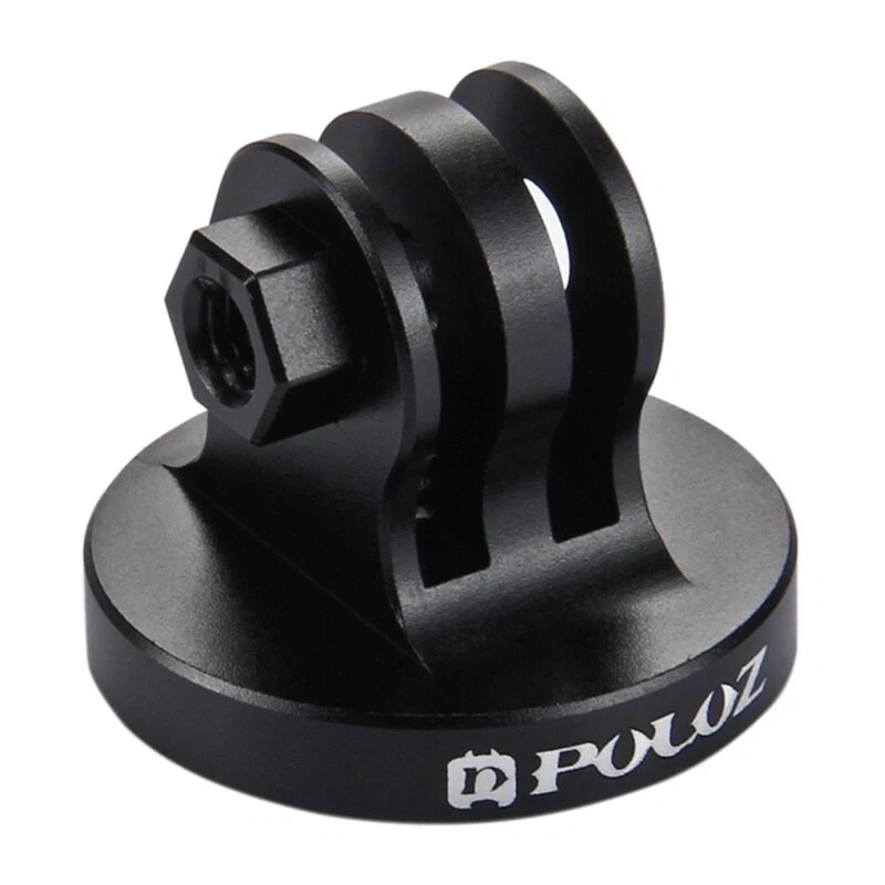 PULUZ PU145B Adaptador de soporte para cámara de acción de aleación de aluminio CNC con rosca de trípode de 1/4 de pulgada, negro