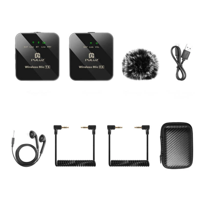 Micrófono lavalier inalámbrico PULUZ PU3153B 1 TX + 1 RX, 2,4 GHz, USB-C, condensador omnidireccional, reducción de ruido, Plug-and-Play para Android y PC