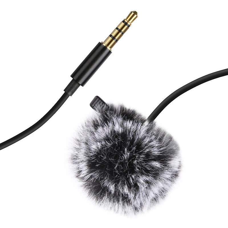PULUZ PU424 Micrófono lavalier 1,5 m 3,5 mm TRRS micrófono de solapa condensador omnidireccional para smartphones, cámaras DSLR, portátiles - negro
