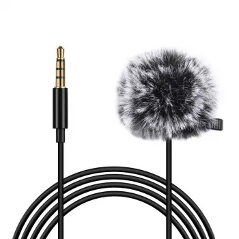 PULUZ PU424 Micrófono lavalier 1,5 m 3,5 mm TRRS micrófono de solapa condensador omnidireccional para smartphones, cámaras DSLR, portátiles - negro