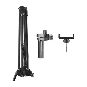 PULUZ PU650B Soporte de streaming en directo con soporte para móvil (negro) – Soporte de sobremesa con anillo de luz LED de 16 cm