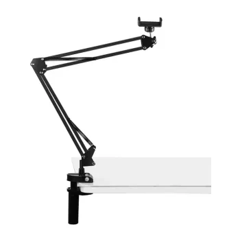 PULUZ PU650B Soporte de streaming en directo con soporte para móvil (negro) – Soporte de sobremesa con anillo de luz LED de 16 cm