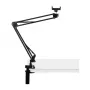 PULUZ PU650B Soporte de streaming en directo con soporte para móvil (negro) – Soporte de sobremesa con anillo de luz LED de 16 cm