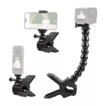 PULUZ PU740B Soporte ajustable para cámaras de acción con pinza