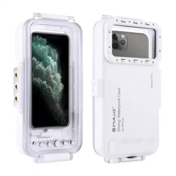 PULUZ PU9010W funda impermeable para iPhone – carcasa subacuática 45 m, blanca