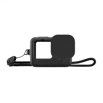 PULUZ funda de silicona para GoPro HERO12, HERO11, HERO10, HERO9 Black con protección de objetivo y correa (negro)