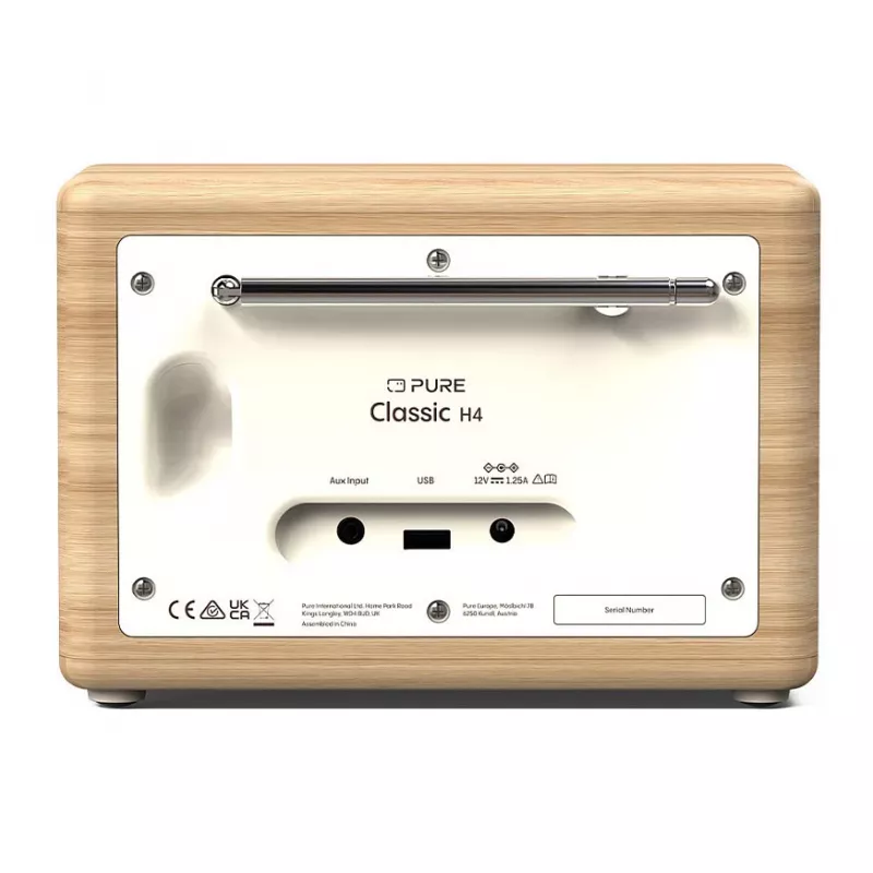 Pure Classic H4 DAB/DAB+/FM radio digital con Bluetooth, Cotton White/Eiche