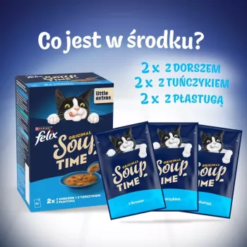 PURINA FELIX Soup ORIGINAL Sabores de pescado 6x48g