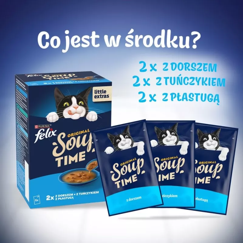 PURINA FELIX Soup ORIGINAL Sabores de pescado 6x48g