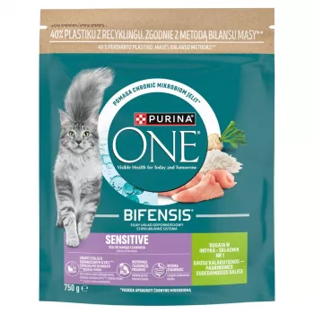 Pienso seco Purina ONE Sensitive pavo y arroz para gatos 750 g